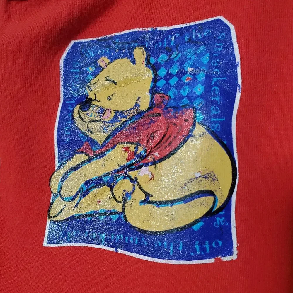 Vintage Disney POOH Dance Gym Unitard Girls Size Large Red Playsuit